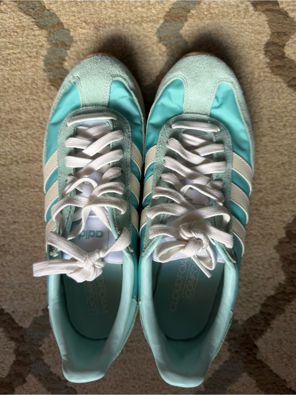 adidas Mint Green and White Women's Sneakers